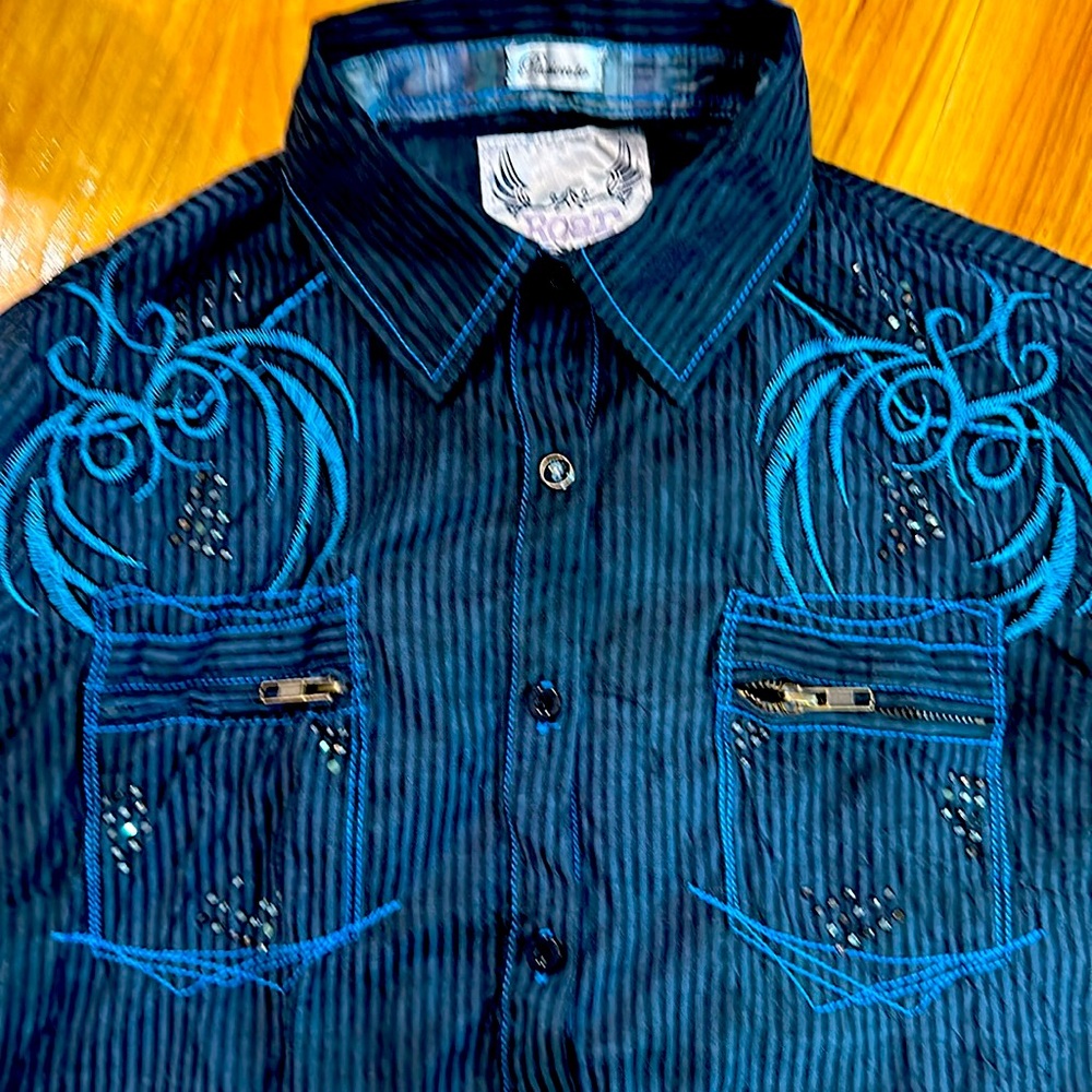 Roar xl black & teal/blue long sleeve